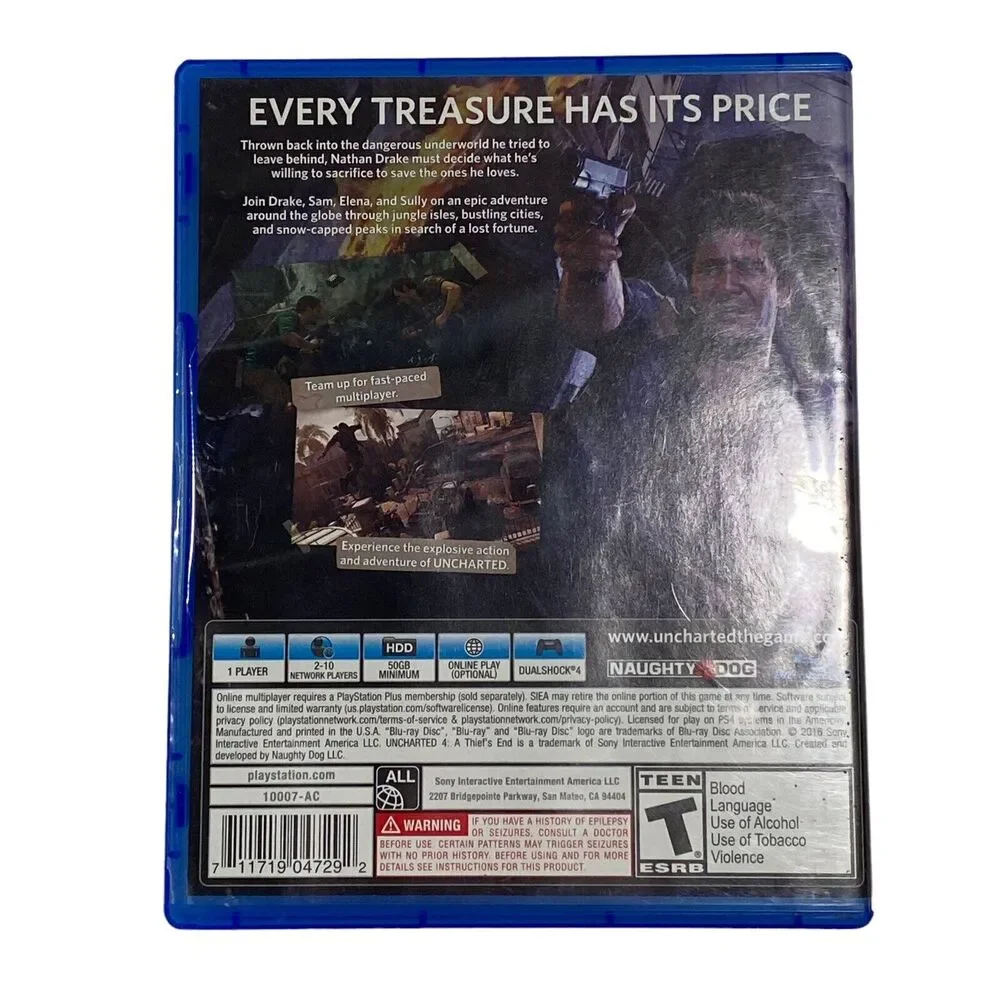 Uncharted 4: A Thief's End for PlayStation 4 (DVD, 2016) Tested